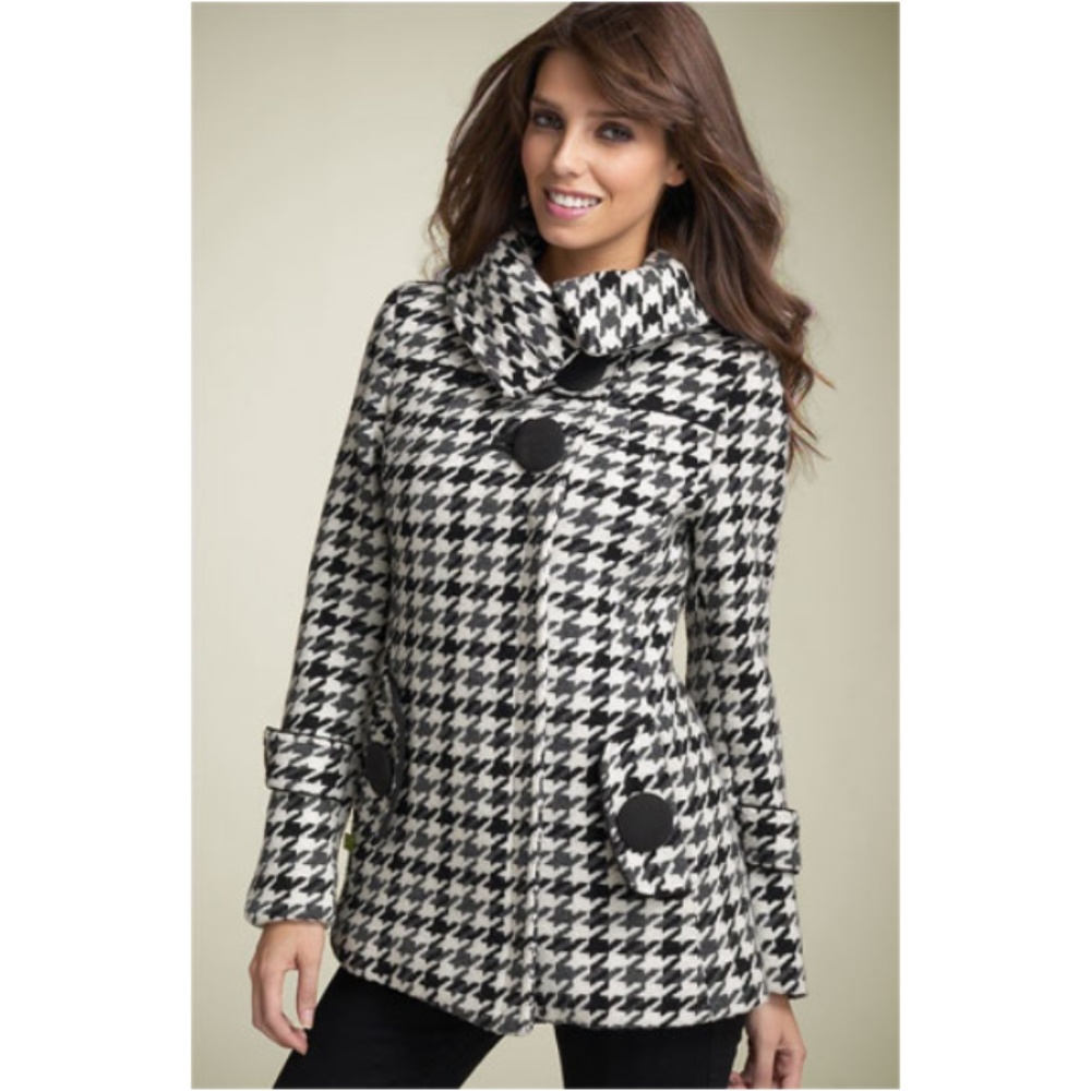 SOIA & KYO Margo Houndstooth Coat SZ S
